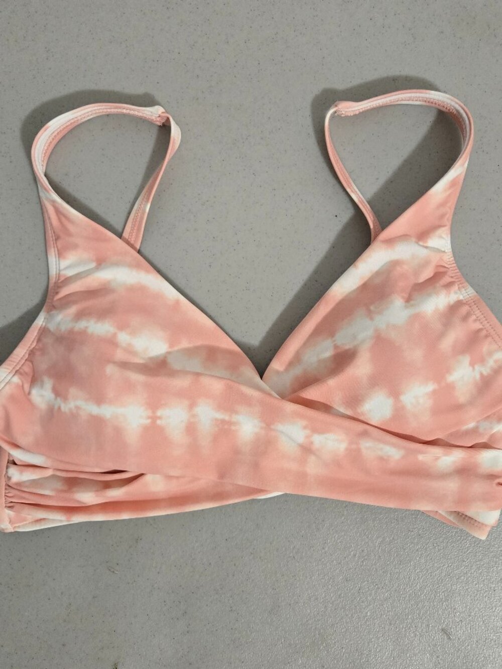 Freshwater Pink White tie dye Crossover Bikini Swim Top Medium ( 8-10 ) NWT